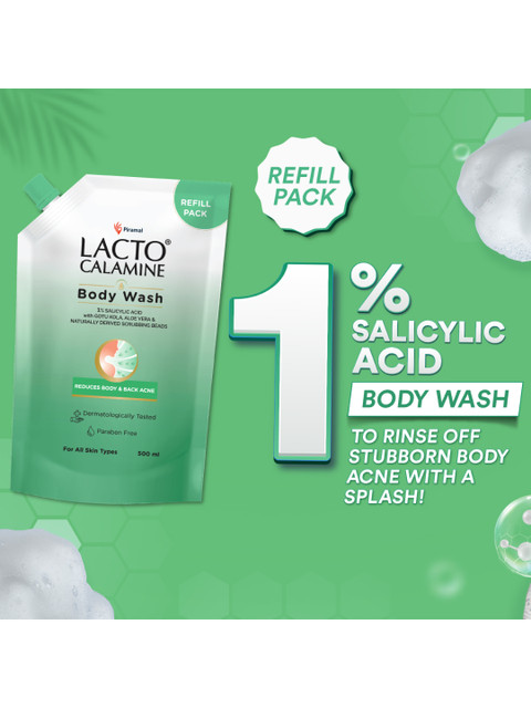 Lacto Calamine 1% Salicylic Acid Body Wash Refill For Body & Back Acne - 500 ml - Image 3