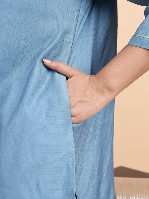 Bani Women Plus Size Etnic Motifs Embroidered V-Neck Tunic With Trousers - Image 6