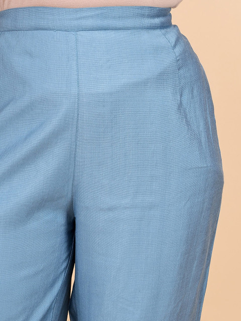 Bani Women Plus Size Etnic Motifs Embroidered V-Neck Tunic With Trousers - Image 3