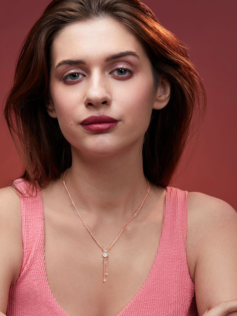 MINUTIAE Rose Gold-Plated Stones-Studded Necklace With Chain