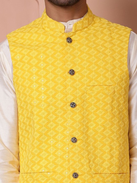 Anouk Embroidered Mandarin Collar Sequinned Nehru Jacket - Image 2