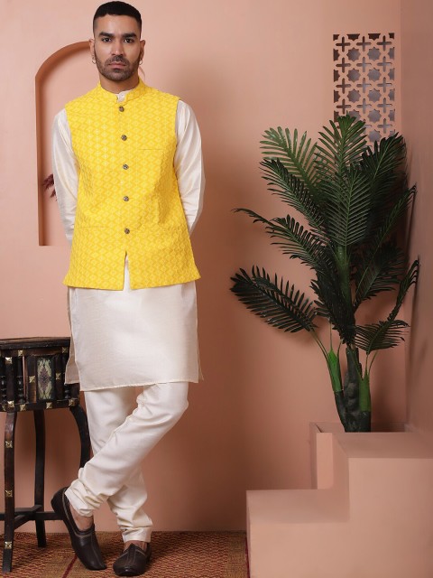 Anouk Embroidered Mandarin Collar Sequinned Nehru Jacket - Image 5