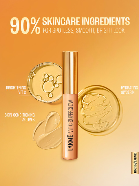 Lakme Makeup+Skincare 1%Vit-C Superglow Matte Concealer For Radiant Glow 5.4ml - 24 Beige - Image 7