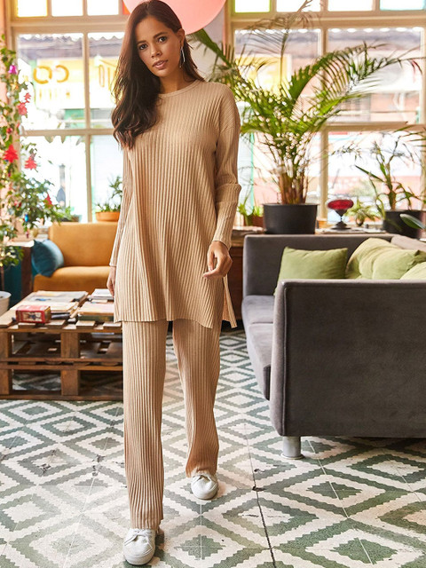 Olalook Self Designed Round Neck Top With Trousers