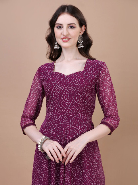 PMD Fashion Bandhani Printed Georgette Anarkali Kurta - Image 2