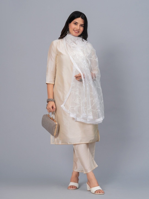 Stylum Floral Embroidered Net Dupatta - Image 5