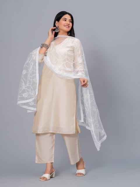 Stylum Floral Embroidered Net Dupatta - Image 3