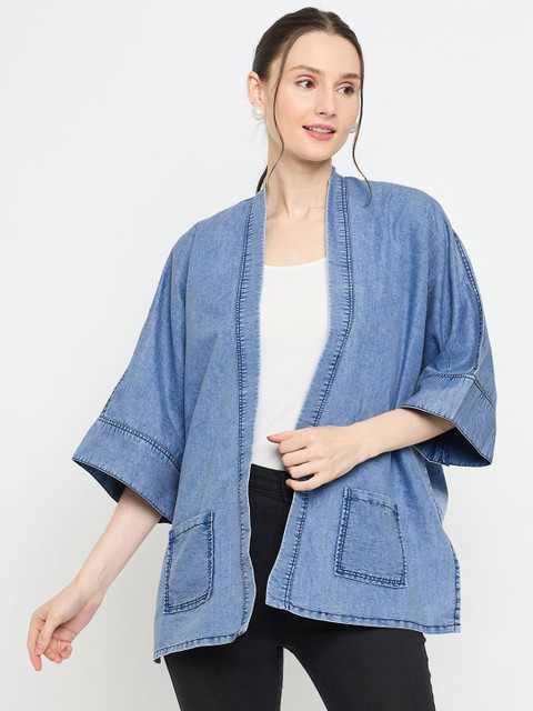 Ruhaans Longline Cotton Denim Shrug