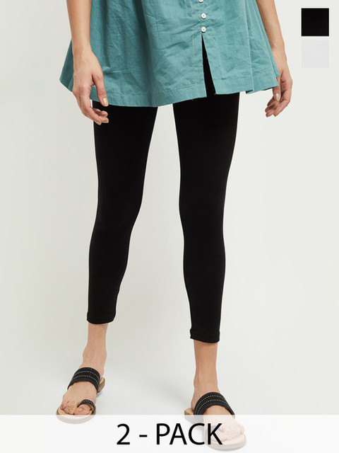 max Women Pack of 2 - Solid Ankle Length Leggings