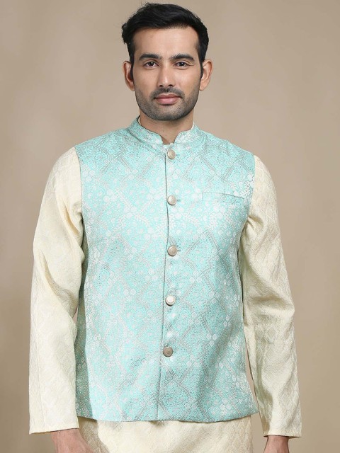 FILORI STUDIO Woven Design Brocade Art Silk Nehru Jacket