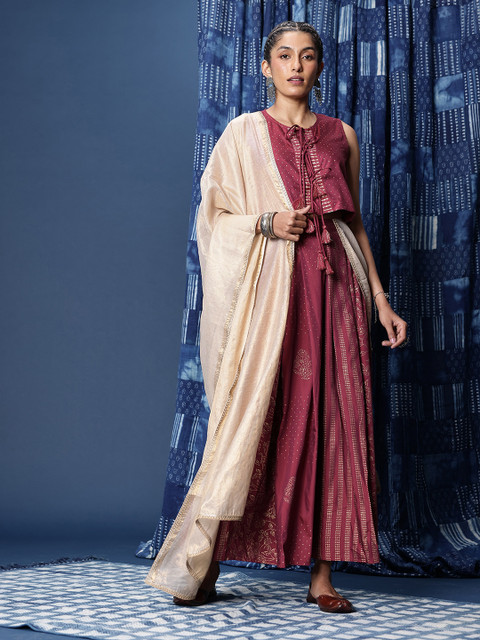 Taavi Festive Foil Printed Ready to Wear Lehenga & Blouse With Dupatta