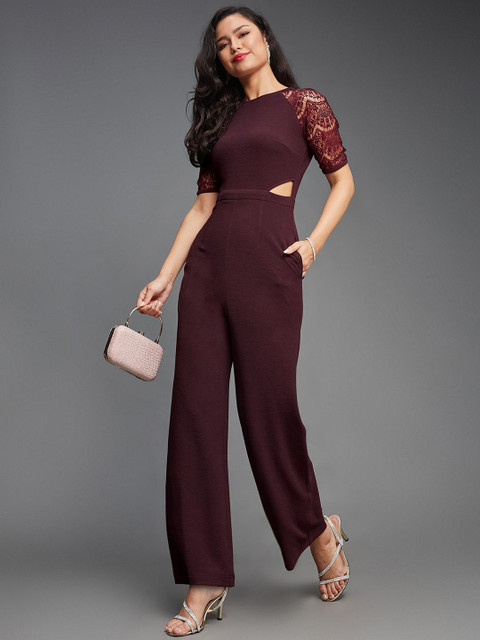 Miss Chase Round Neck Cut Out Jumpsuit