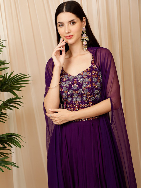 Laalzari Embroidered Thread Work Ready to Wear Lehenga With Choli & Shrug