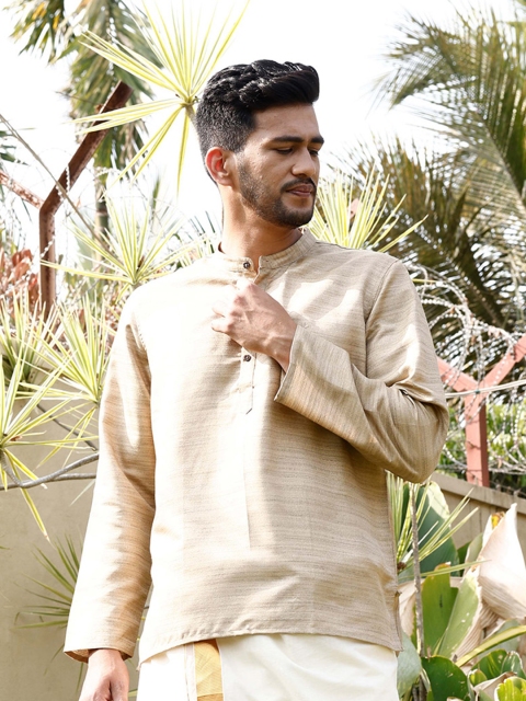 FILORI STUDIO Self Textured Art Silk Festive Short Kurtaa