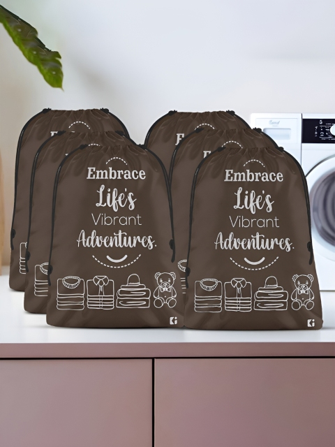 Kuber Industries Brown 6 Pieces Printed Cloth Storage Organisers