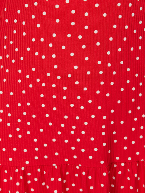 Trendyol Plus Size Polka Dot Printed Round Neck A-Line Dress - Image 7