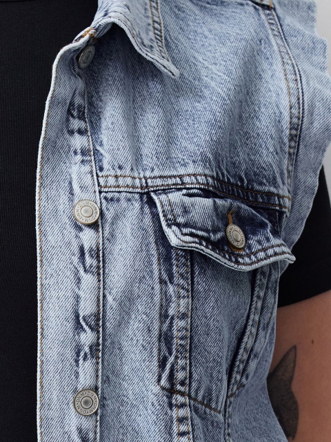 Trendyol Women Spread Collar Sleeveless Pure Cotton Denim Jacket - Image 7
