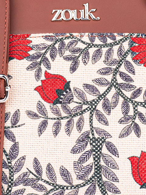 ZOUK Floral Printed Structured Sling Bag - Image 7