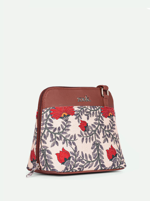 ZOUK Floral Printed Structured Sling Bag - Image 4