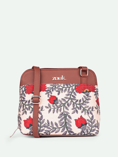 ZOUK Floral Printed Structured Sling Bag - Image 3