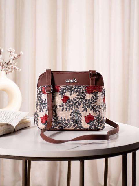 ZOUK Floral Printed Structured Sling Bag - Image 2