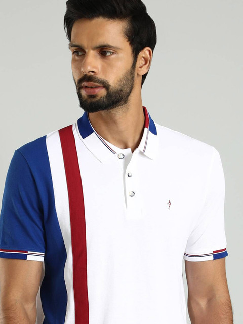 Indian Terrain Men Striped Polo Collar T-shirt