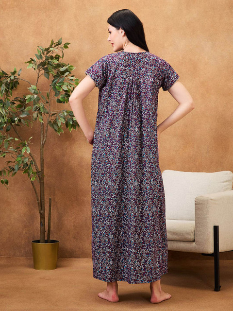 AV2 Printed Maternity Pure Cotton Maxi Nightdress - Image 5