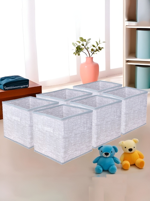 Kuber Industries Grey 6 Pieces Foldable Square Toy-Clothes Organisers