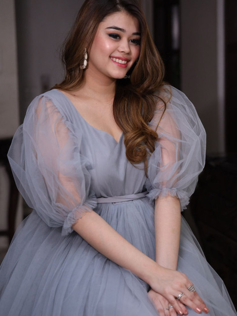 Swadeshi Shringaar Plus Size V Neck Fit & Flare Dress - Image 5