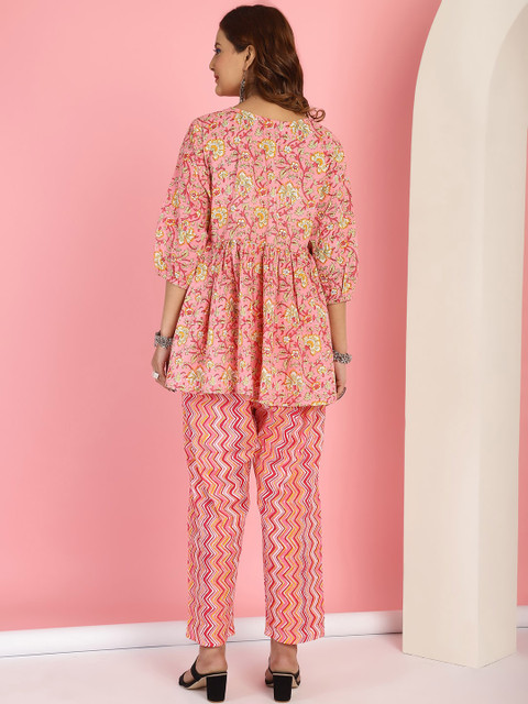 TAG 7 Floral Printed V-Neck Pure Cotton Tunic With Trousers - Image 5