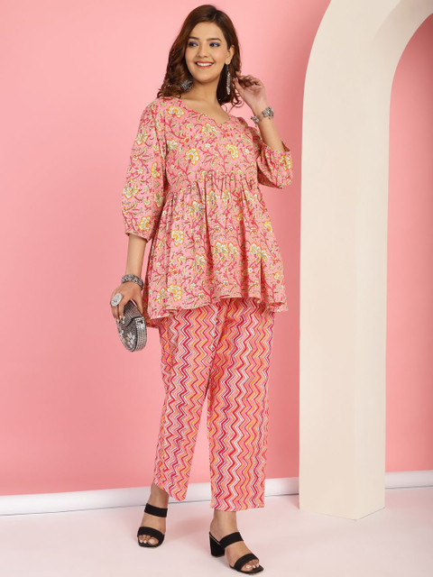 TAG 7 Floral Printed V-Neck Pure Cotton Tunic With Trousers - Image 6