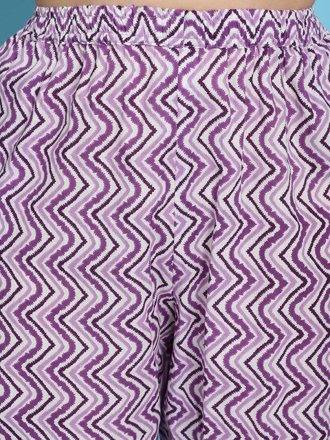 TAG 7 Plus Size Floral Printed Mandarin Collar Pure Cotton Tunic With Trousers - Image 3