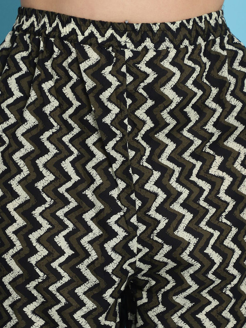 TAG 7 Plus Size Floral Printed Mandarin Collar Pure Cotton Tunic With Trousers - Image 3