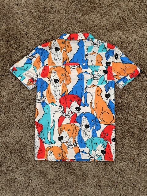 The Lion and The Fish Boys Relaxed Fit Paw Cuban Collar Shirt - Image 3