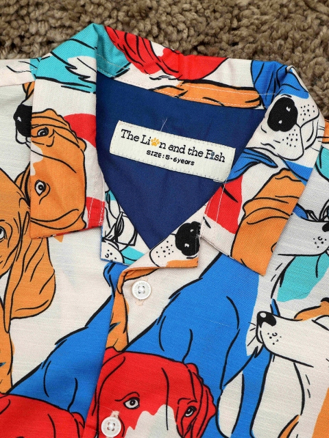 The Lion and The Fish Boys Relaxed Fit Paw Cuban Collar Shirt - Image 5