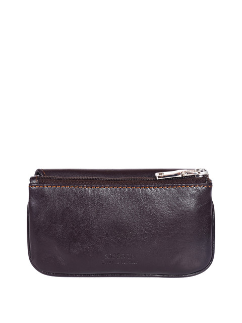 Sassora Unisex Genuine Leather Solid Compact Key Pouch - Image 4