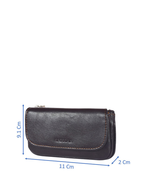 Sassora Unisex Genuine Leather Solid Compact Key Pouch - Image 7
