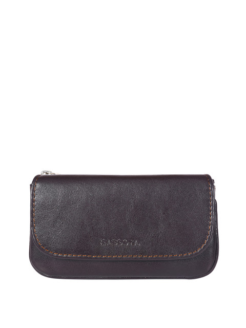 Sassora Unisex Genuine Leather Solid Compact Key Pouch - Image 2