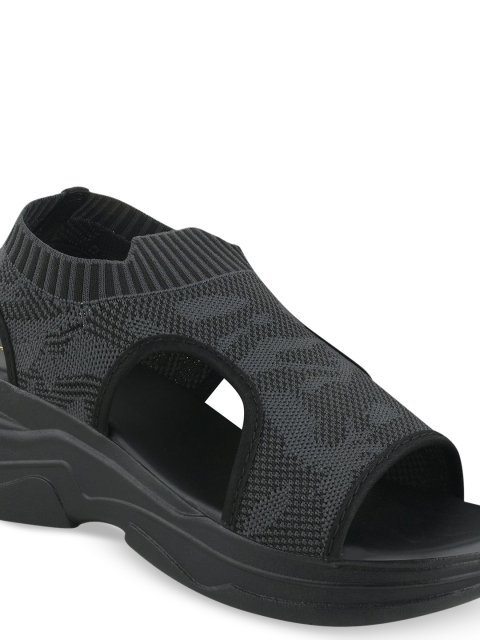 Shoetopia Textured Flatform Sandals with Laser Cuts - Image 6