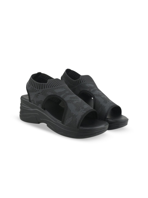 Shoetopia Textured Flatform Sandals with Laser Cuts - Image 2