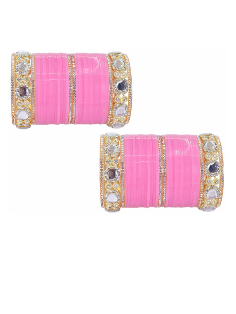 LAVAZZA Set Of 64 Gold-Plated Crystal Studded Chuda Bangles - Image 3
