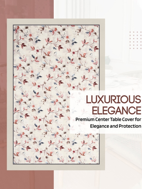 Kuber Industries Cream Floral Anti-Skid 4 Seater Cotton Center Table Cloth Cover - Image 4