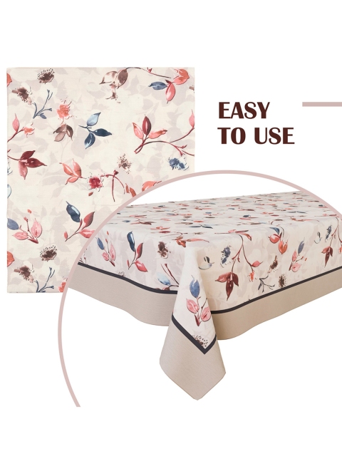 Kuber Industries Cream Floral Anti-Skid 4 Seater Cotton Center Table Cloth Cover - Image 6