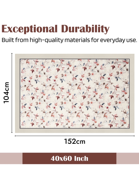 Kuber Industries Cream Floral Anti-Skid 4 Seater Cotton Center Table Cloth Cover - Image 3
