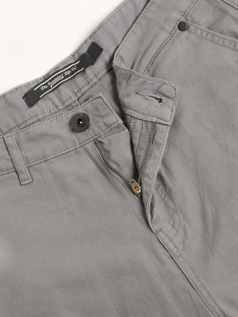 The Roadster Lifestyle Co. Women Grey Slim-Fit Mid-Rise Pure-Cotton Cargo Trousers - Image 7