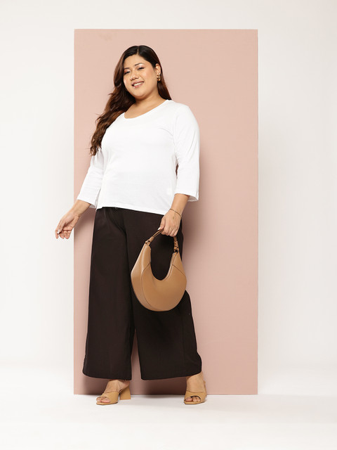 Sztori Women Plus Size Cotton Linen Flared Trousers