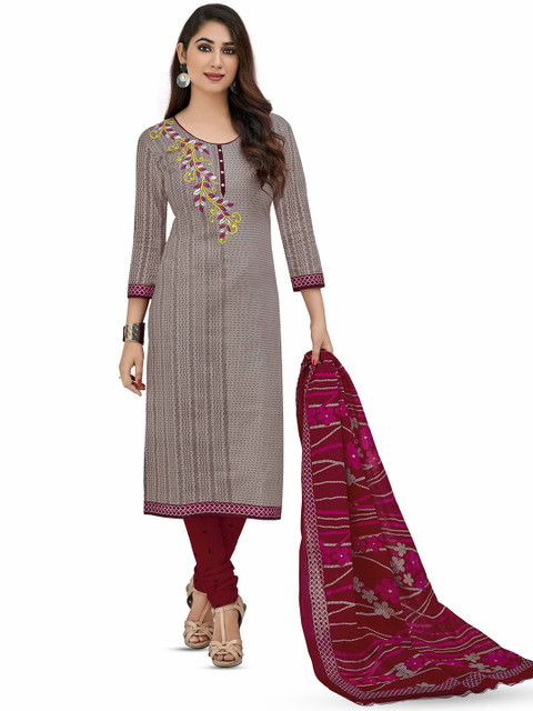 MIRAAN Printed Pure Cotton Unstitched Dress Material
