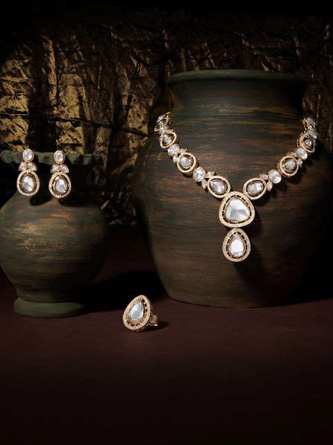 AMI Gold-Plated Austrian Diamonds-Studded Jewellery Set