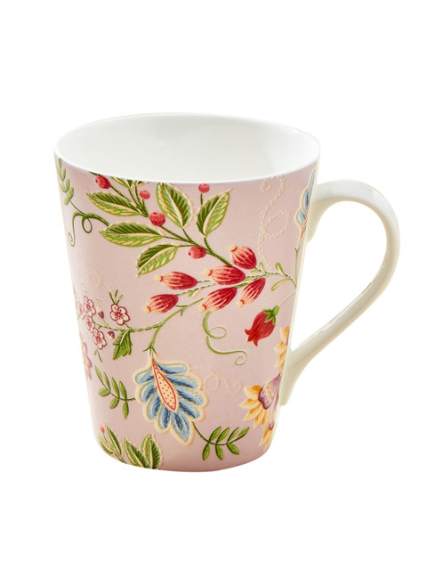Home Centre White & Pink 3 Pieces Floral Printed Glossy Mugs 340 ml Each - Image 4