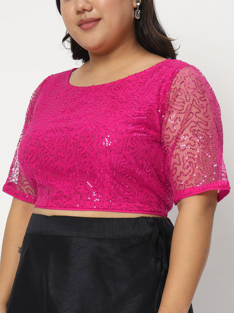 studio rasa Embellished Round Neck Crop Top - Image 2